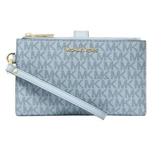 Michael Kors Light Blue Logo Wristlet Clutch